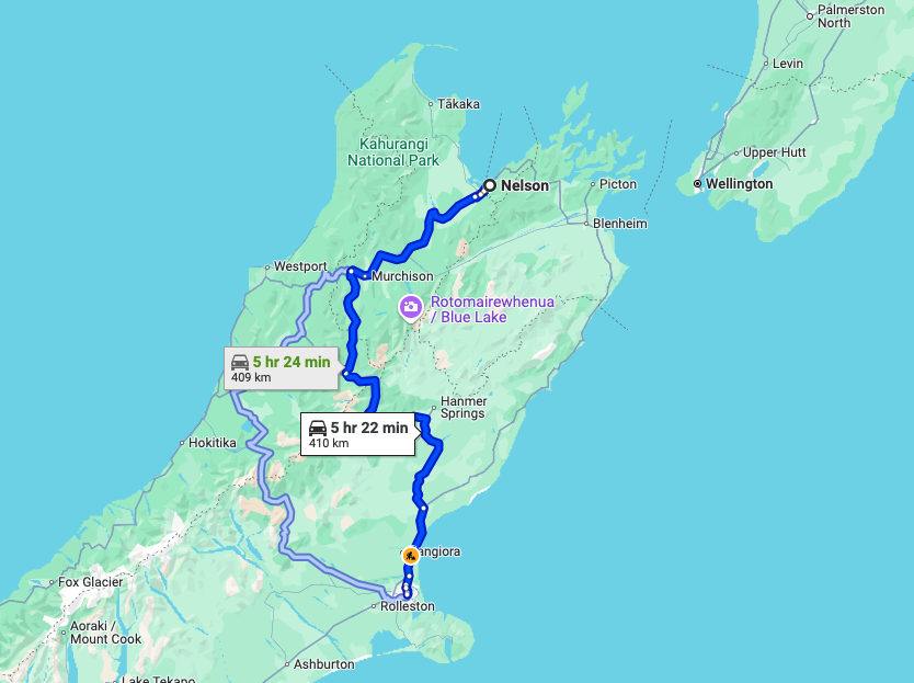 Nelson to Christchurch via car